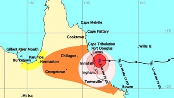 Cyclone Larry's path